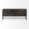 Arelius 70L x 18.75W x 32H Black-Brown Wood, Black Metal Base with 4 Glass Cabinet Doors Sideboard, Sideboards & Buffet by Mercana, 70" length x 18.75" width x 32" height thumbnail 5