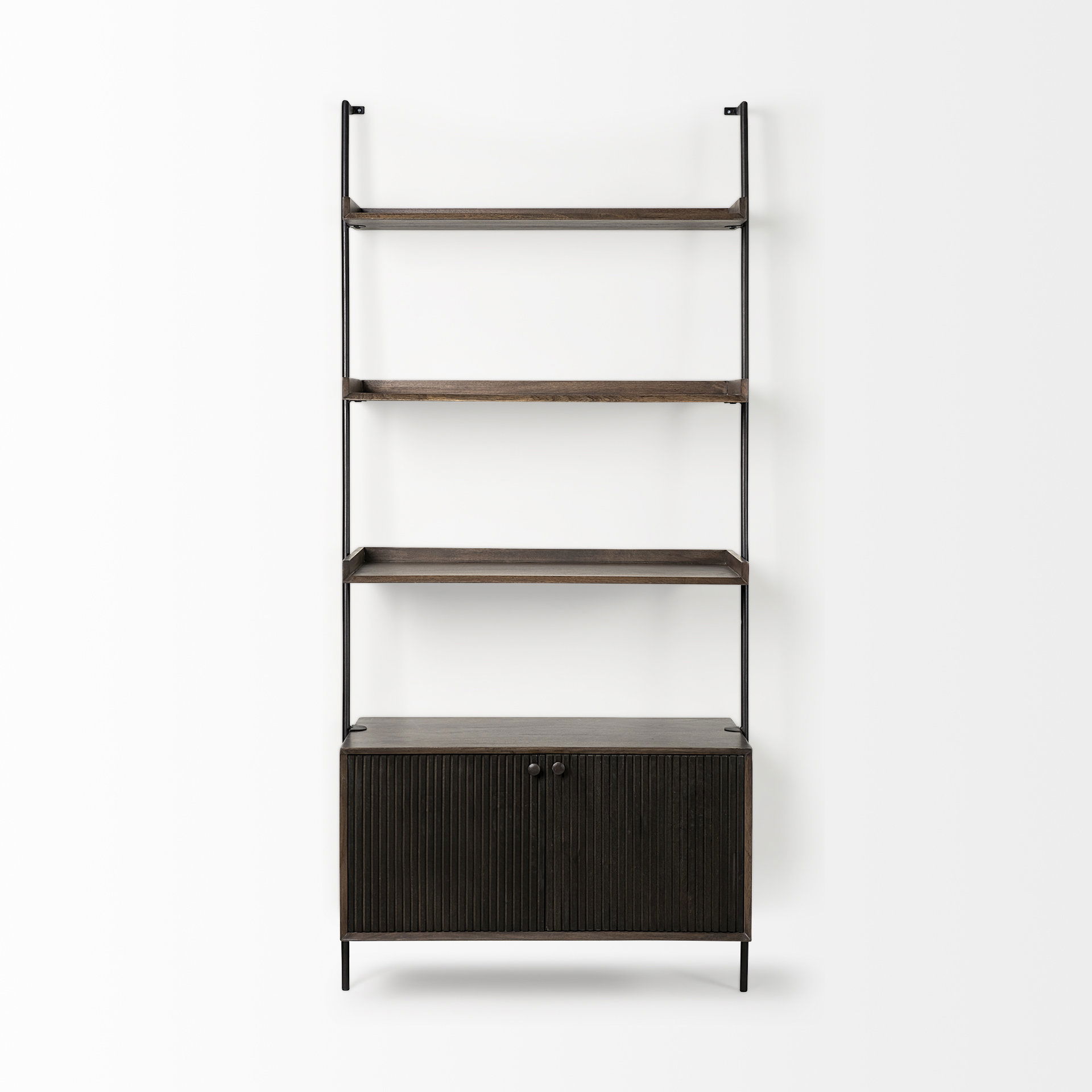 Grace 37.5L x 20W x 82H Two-Toned Brown Wood Three Shelf Shelving Unit large image 
