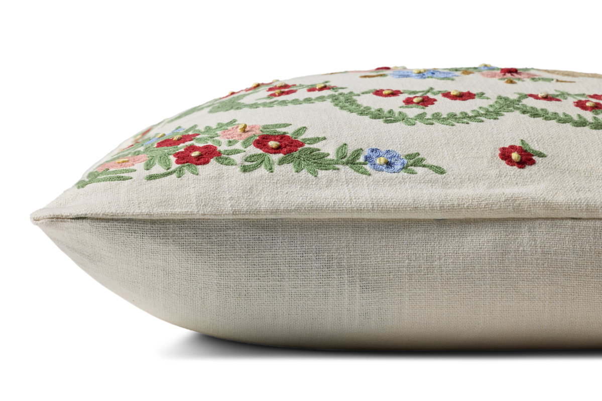 Rifle Paper Co. x Loloi Rosette Vase Pillow, Decorative Pillow, 22" length x 22" width View 2
