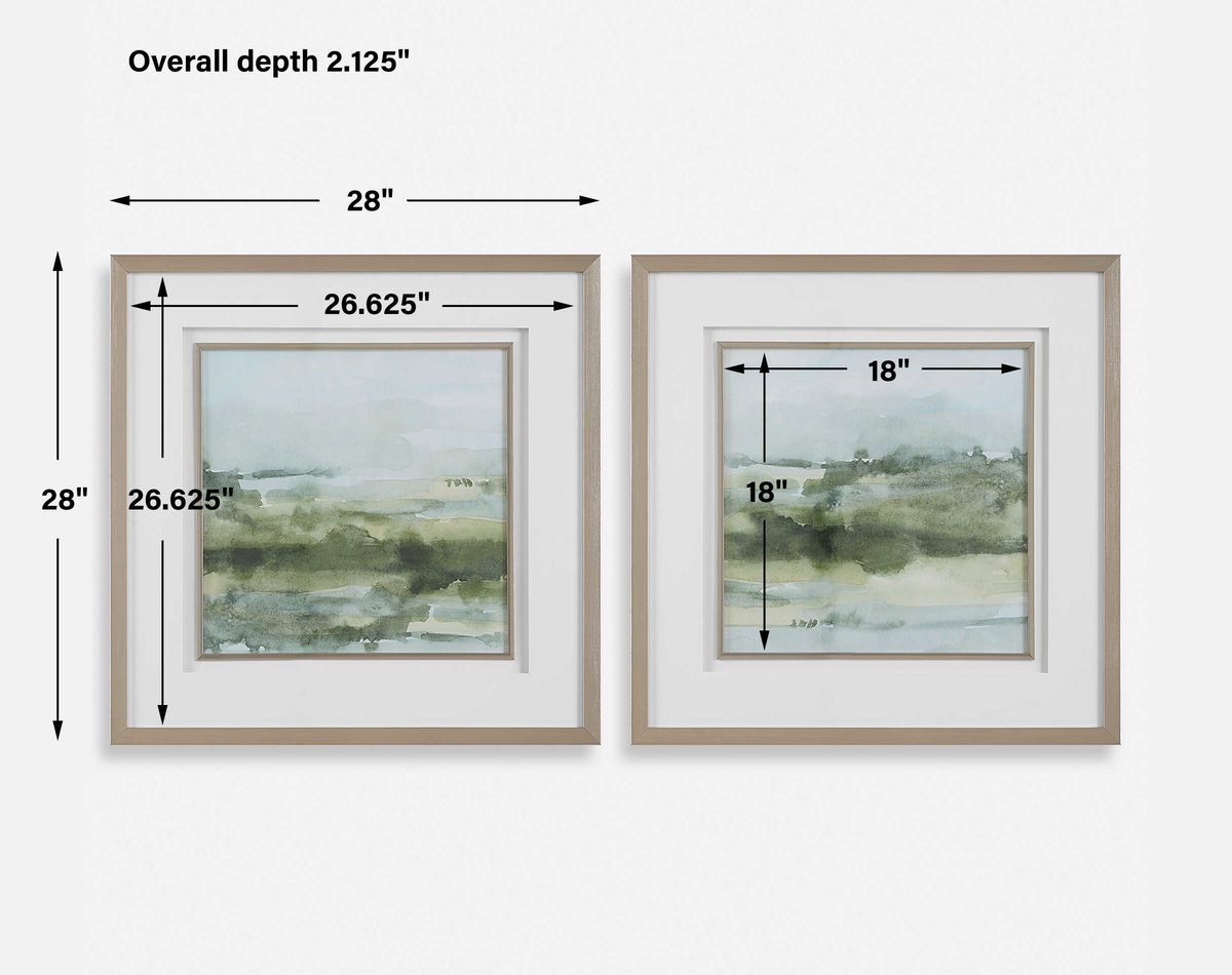 Soft Sage Abstract Landscape Prints Set/2, Painting by Uttermost, 28" width x 28" height x 2.12" depth View 3
