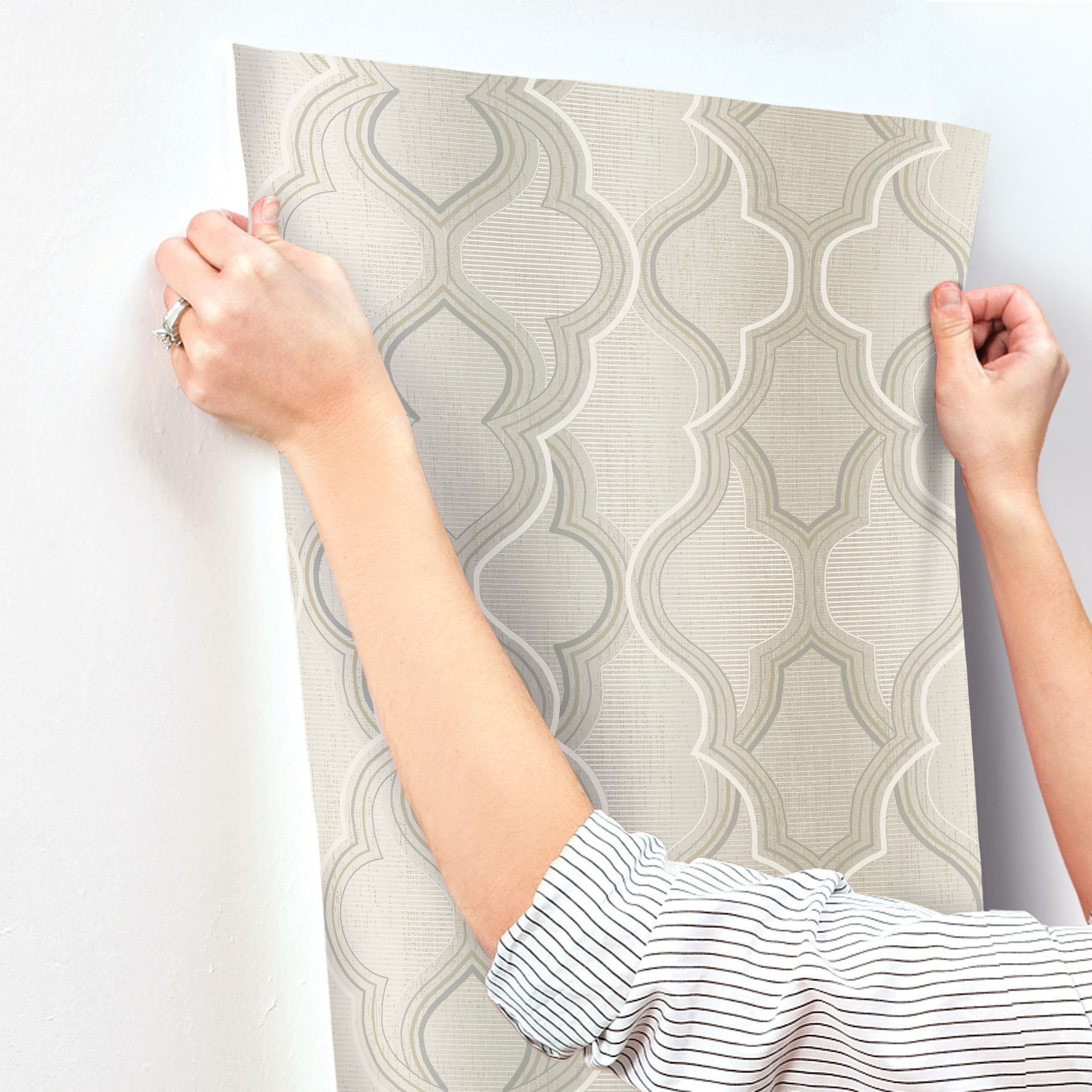 Modern Ombre Damask Beige Wallpaper large image 