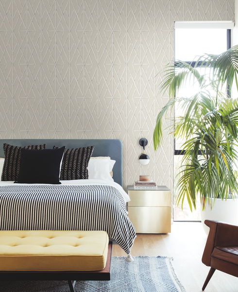 Riviera Bamboo Trellis Cream Wallpaper
