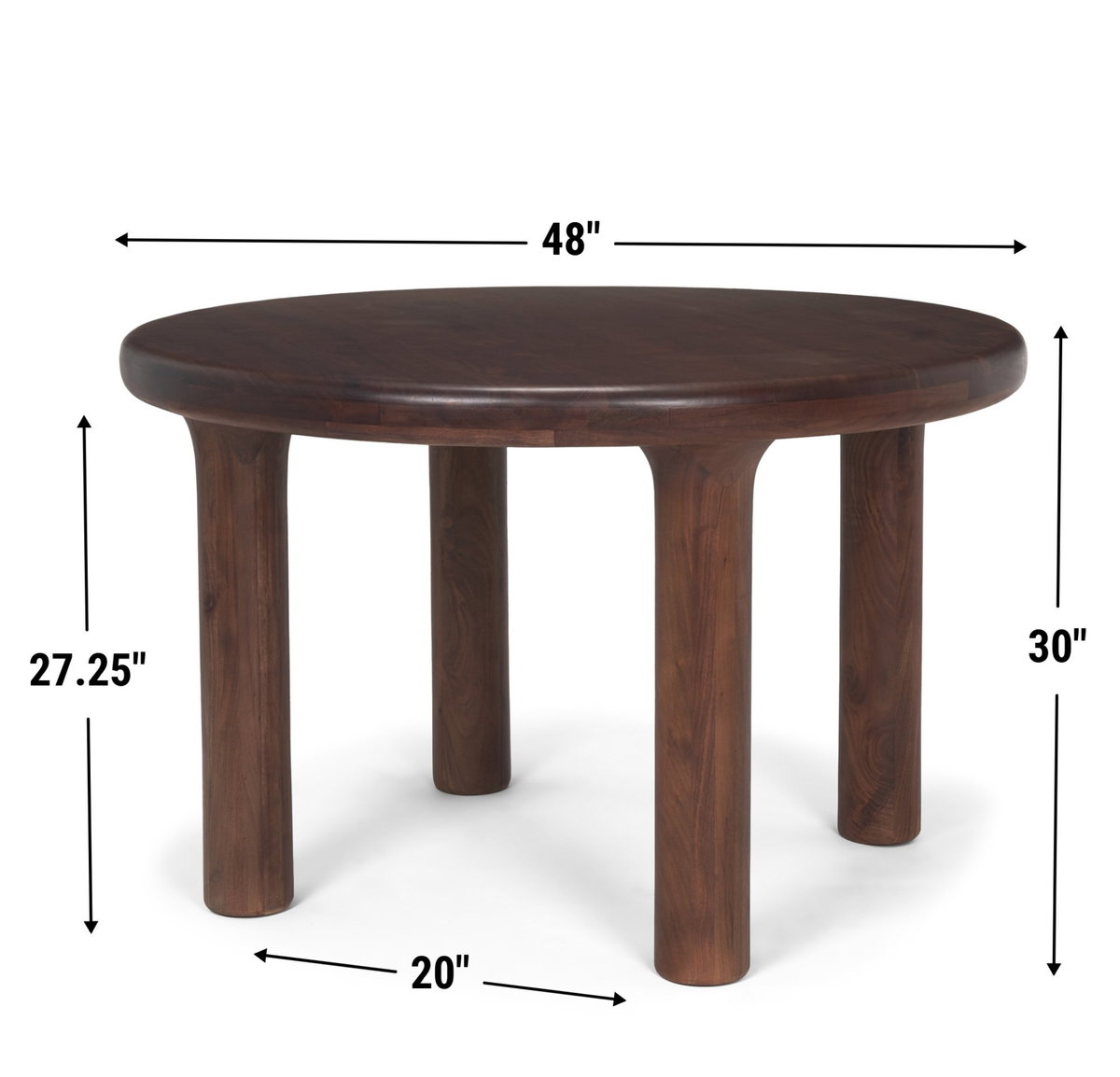 Soma 48' Round Dining Table | Modern | Red Brown Wood | Seats 4, by Mercana, 48" length x 48" width x 30" height View 5