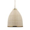 Saliha Cane with Brass Metal Pendant Light, by Mercana, 18" length x 18" width x 22.5" height thumbnail 1
