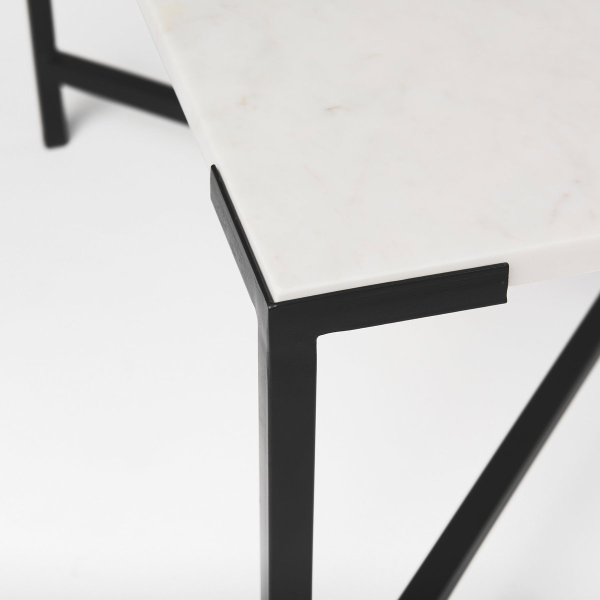 Lucas 30x30 White Marble Top Black Metal Base Coffee Table, by Mercana, 30" length x 30" width x 17" height View 7