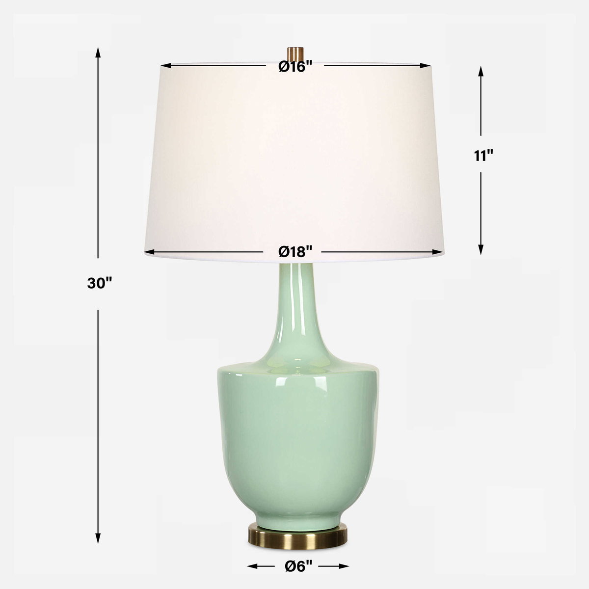 Kyla Mint Green Table Lamp, by Uttermost, 18" width x 30" height x 18" depth View 3