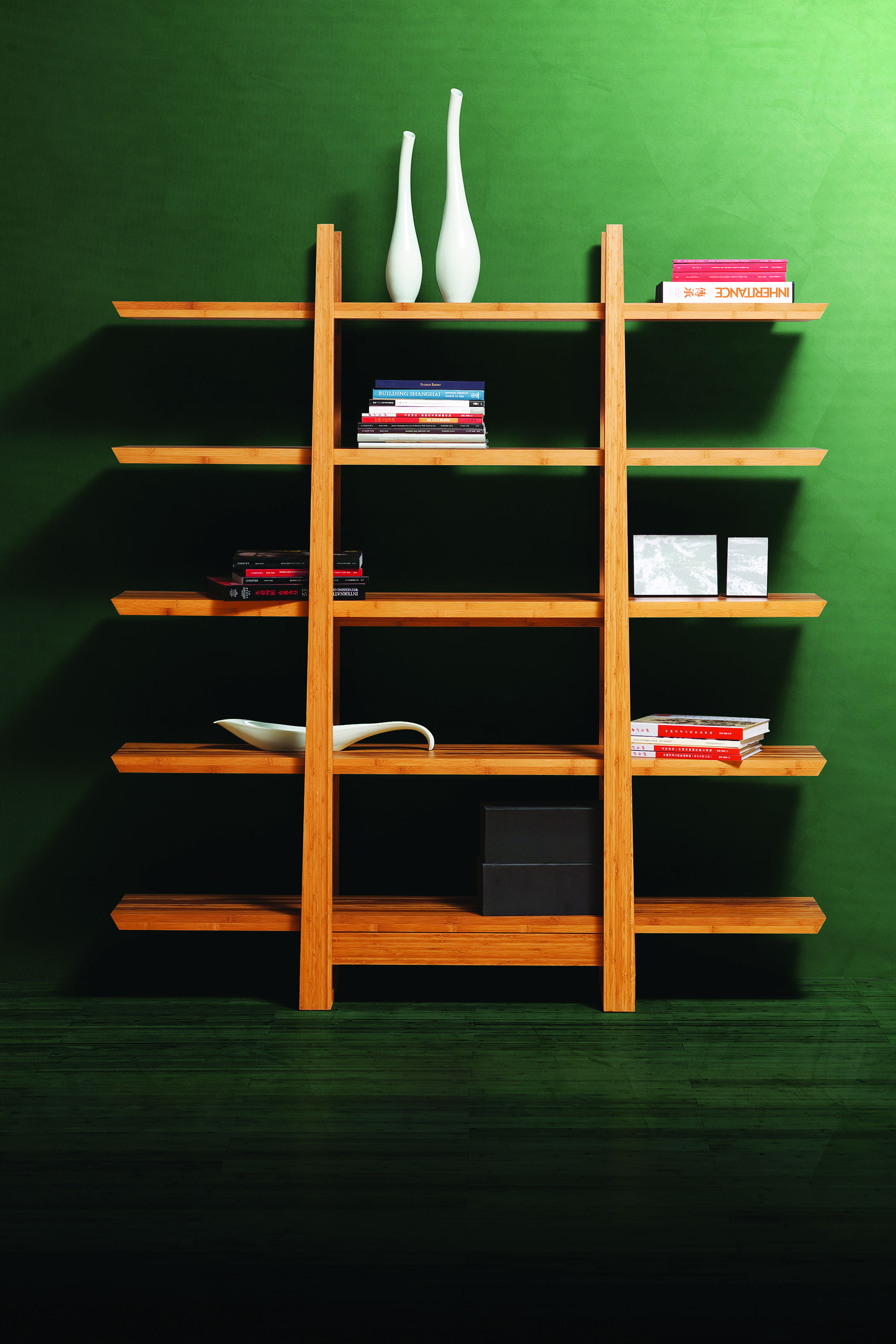 Magnolia Shelf, Exotic, Shelving & Bookcase by Greenington, 16" length x 66" width x 72" height View 4