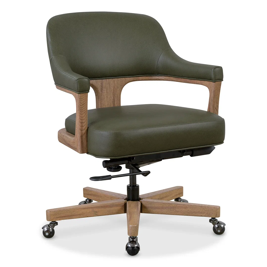 EC Leather Swivel Executive Chair, Office Chair by Hooker Furniture, 24" width x 33.75" height x 26.25" depth View 7