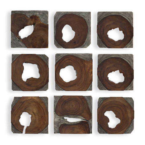 Jungle Wood Paneled Wall Art Set/9