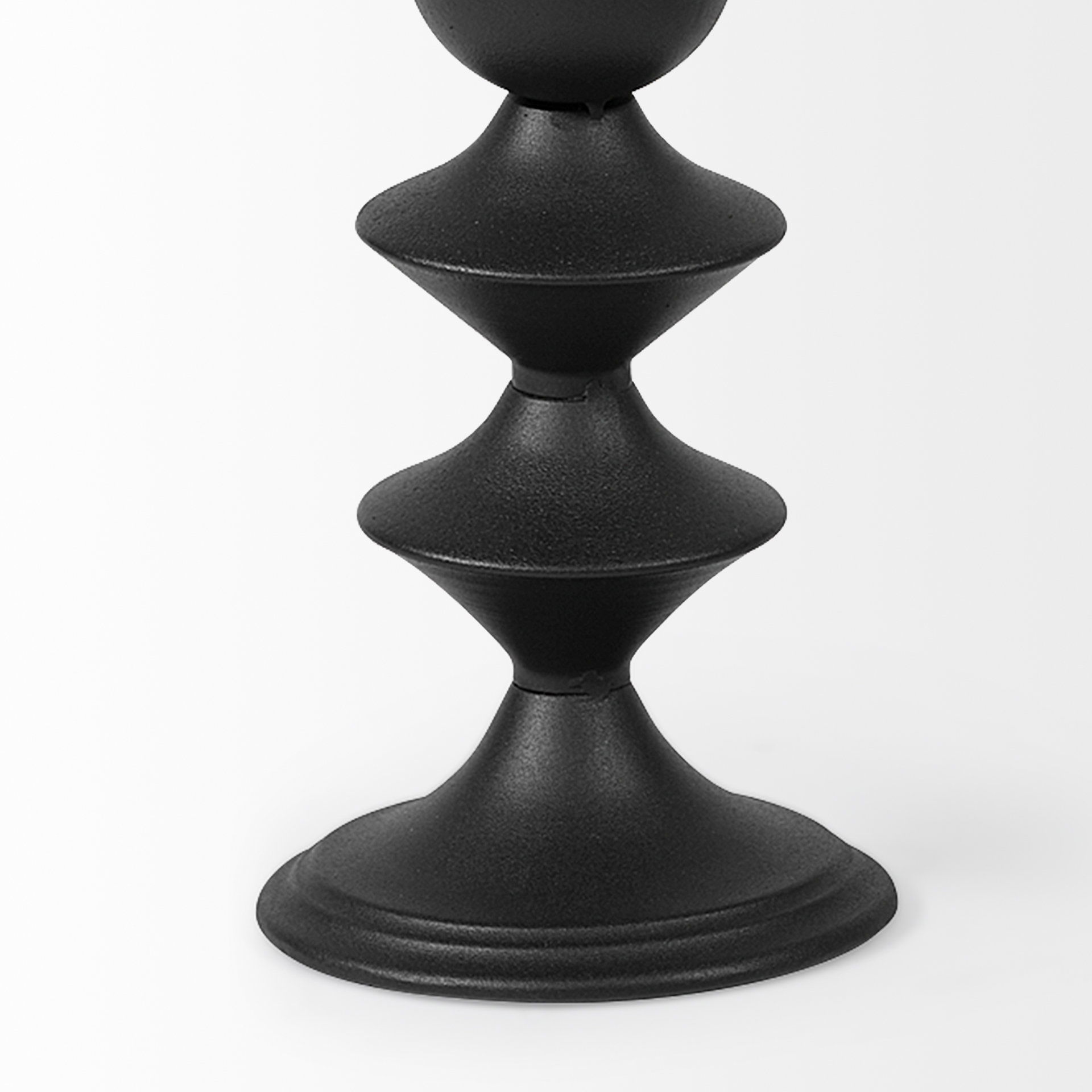 Candelero II Large Black Metal Grooved Table Candle Holder large image 