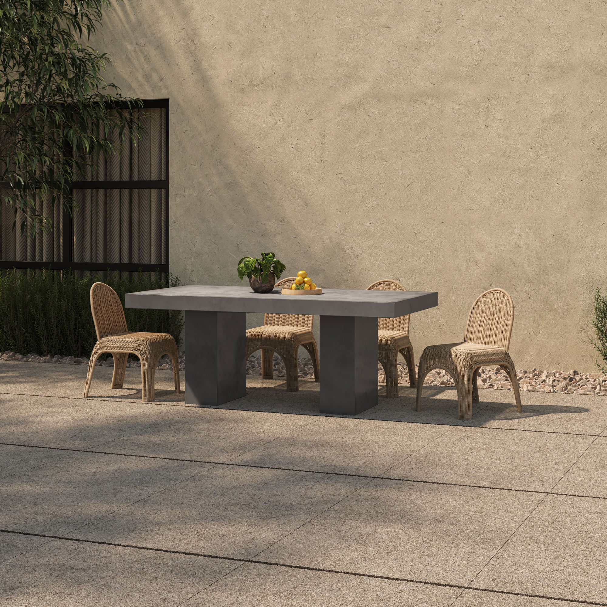 Antonius Outdoor Dining Table Grey, Outdoor Table by Moe's Home, 6'6.75" width x 2'6" height x 3'3.25" depth View 8
