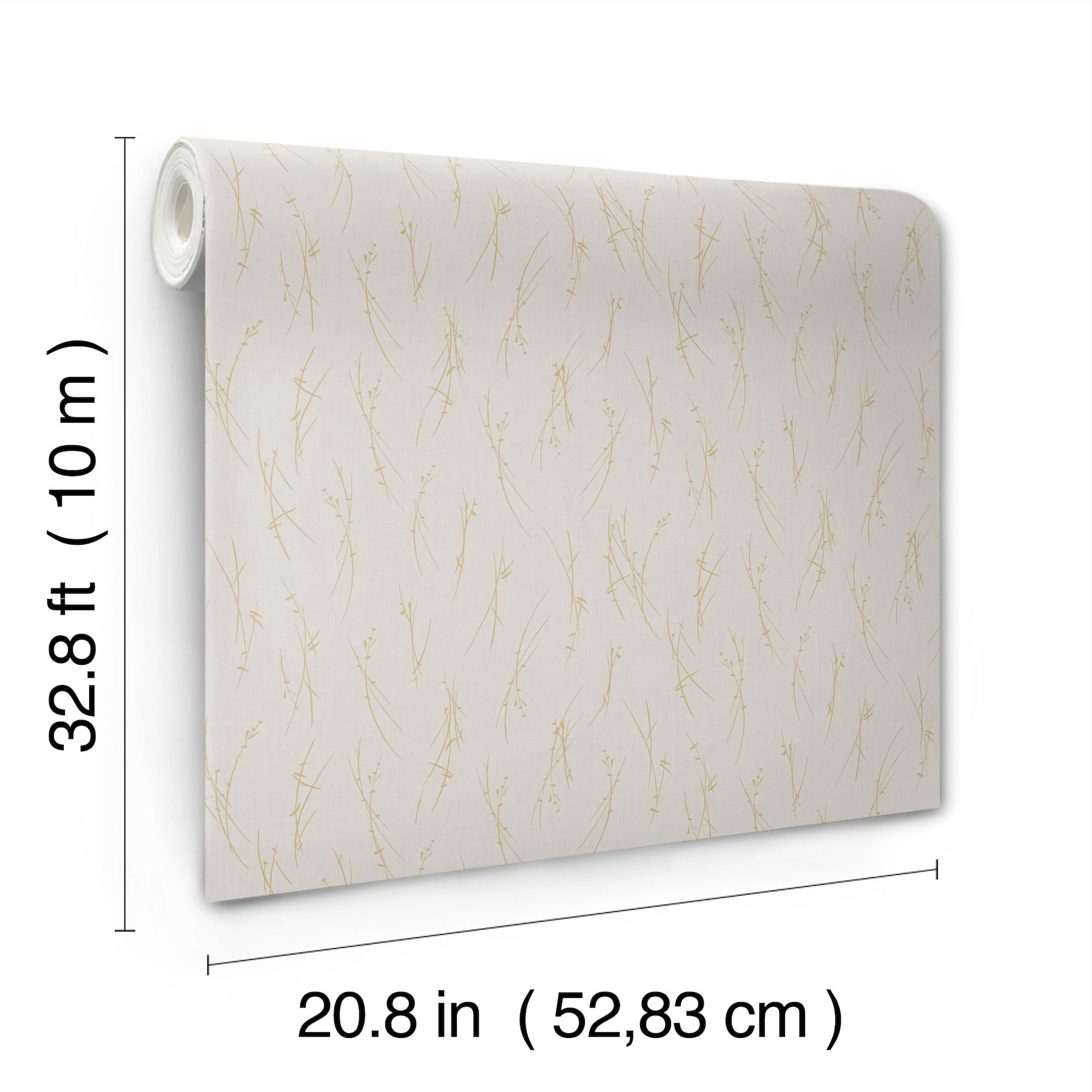 Sprigs Light Grey & Gold Wallpaper large image 