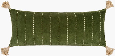 Velvet Kantha Lumbar Pillow