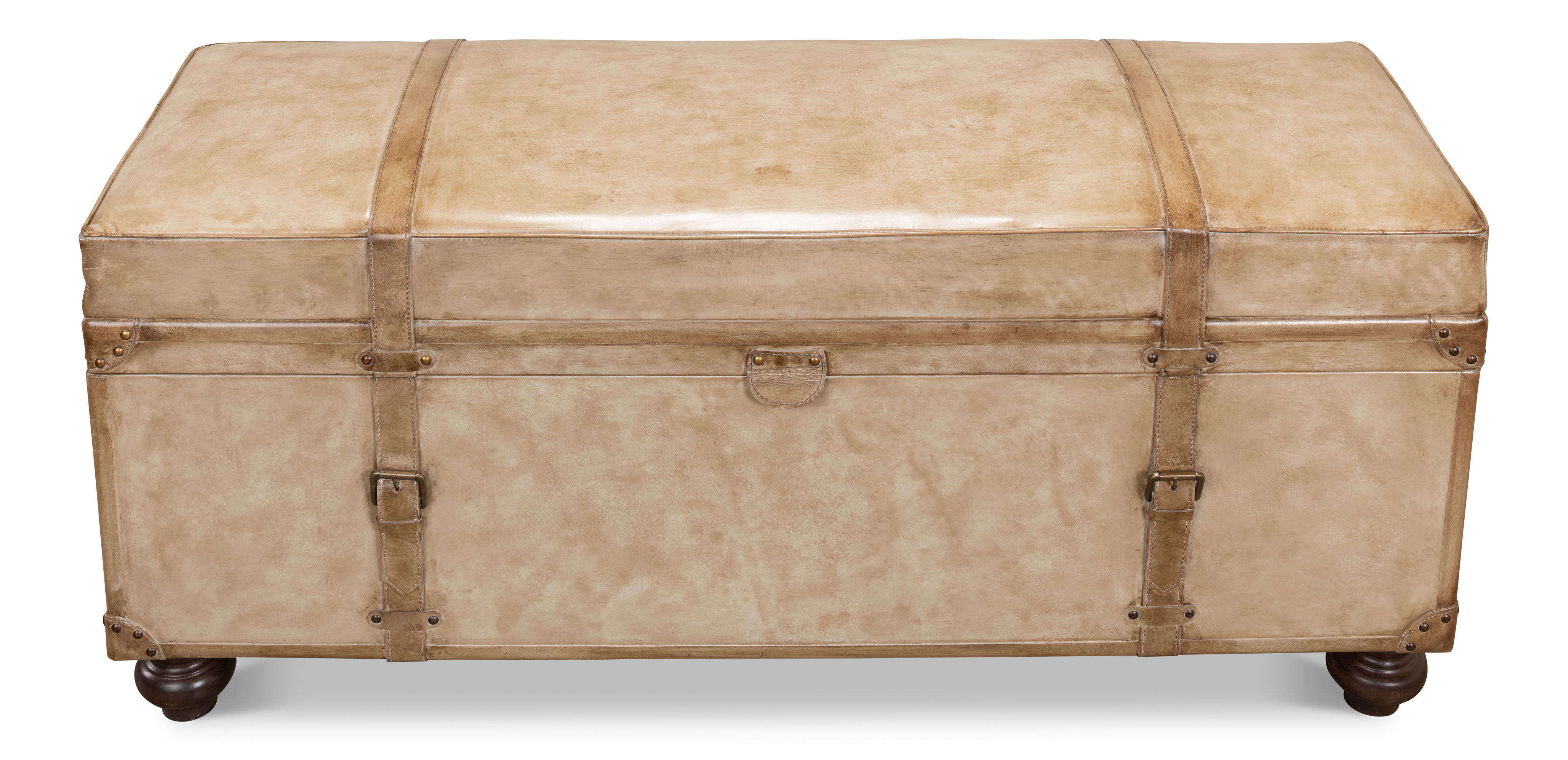 Leather Trunk/Bench, Pearl Leather, Seating by Sarreid, 48" length x 16" width x 20" height View 12