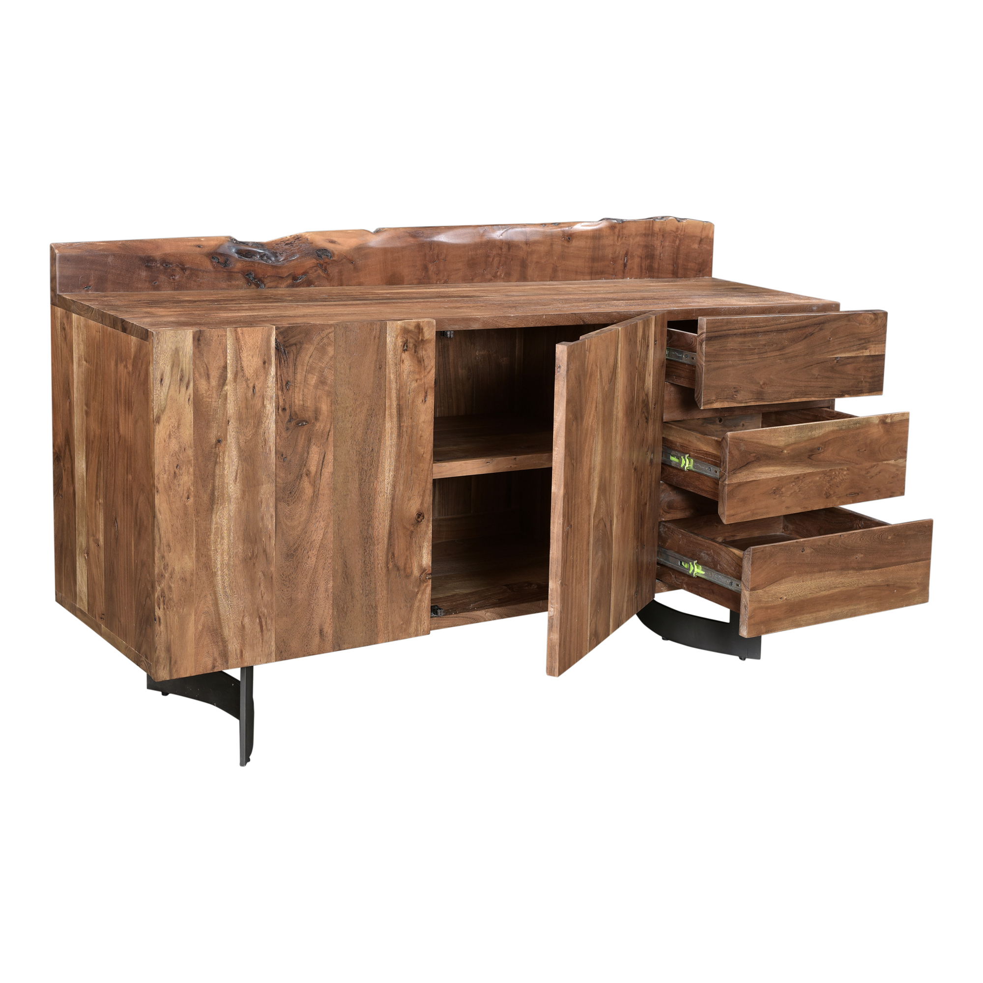Bent Sideboard Brown, Cabinets & Sideboard by Moe's Home, 66" width x 37" height x 20" depth View 4