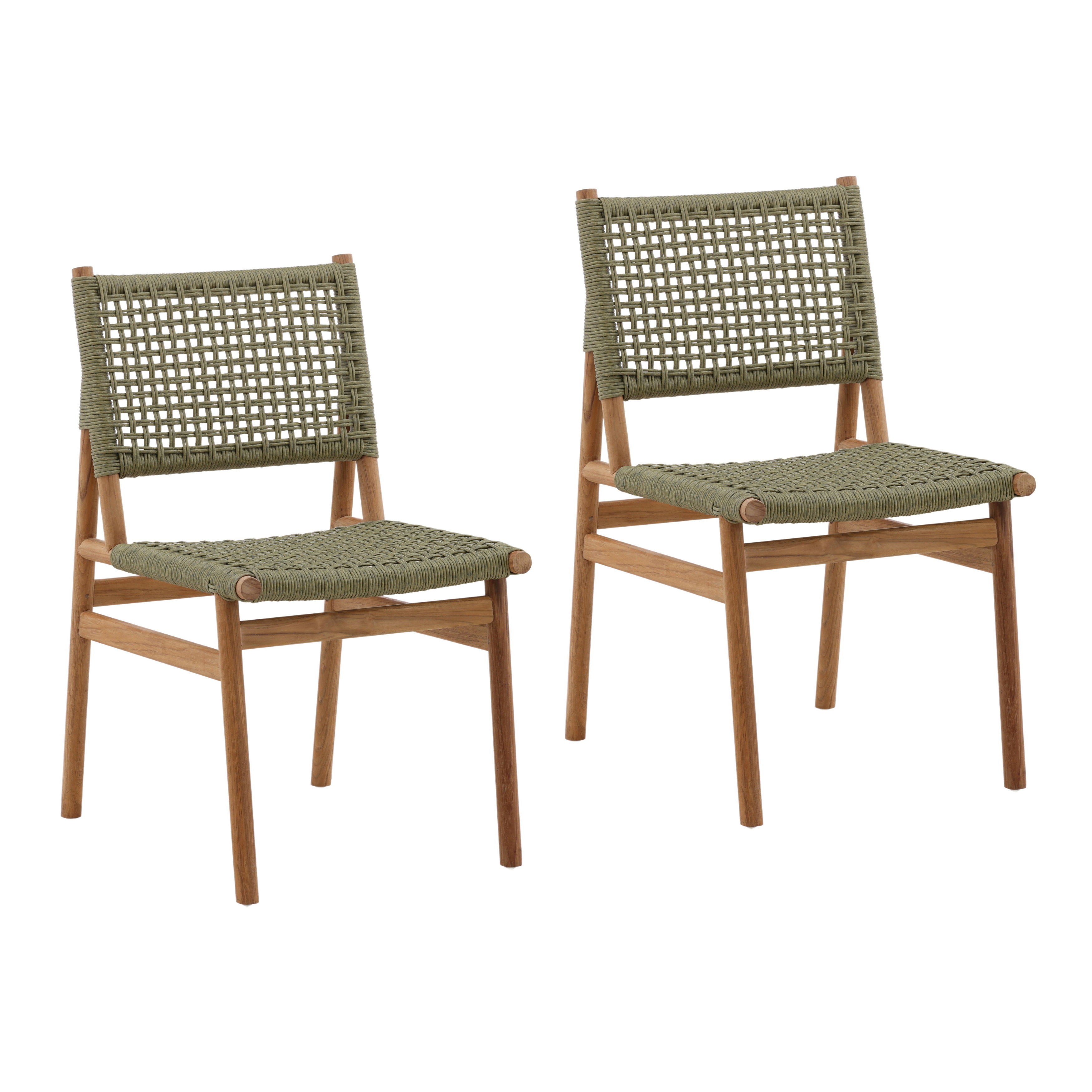 Francisca Outdoor Dining Chair Set of 2 Green, by Dovetail, 18.2" width x 32.87" height x 24.2" depth View 1