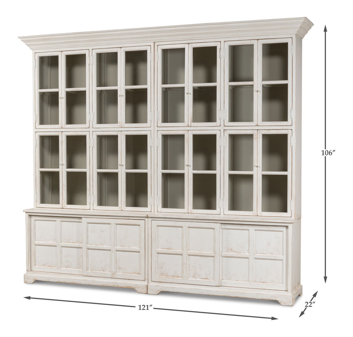 Glass Front Bookcase, by Sarreid, 1'10" length x 10'1" width x 8'10" height View 16