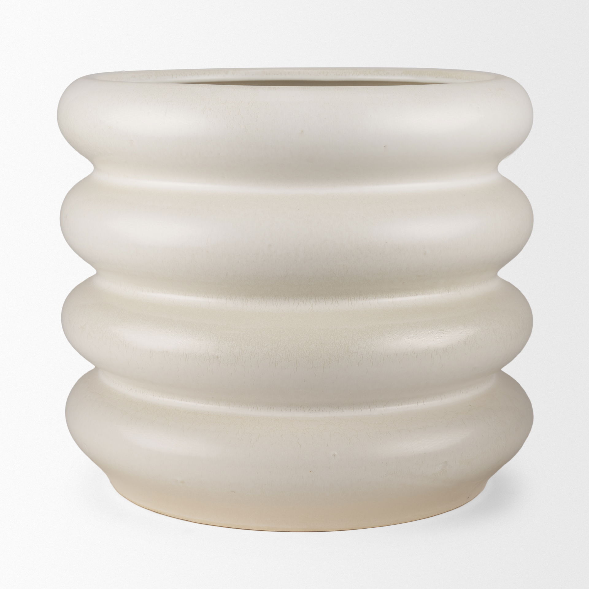 Twyla Tall Cream Glazed Floor Ceramic Vase, by Mercana, 16.5" length x 16.5" width x 14.25" height View 4