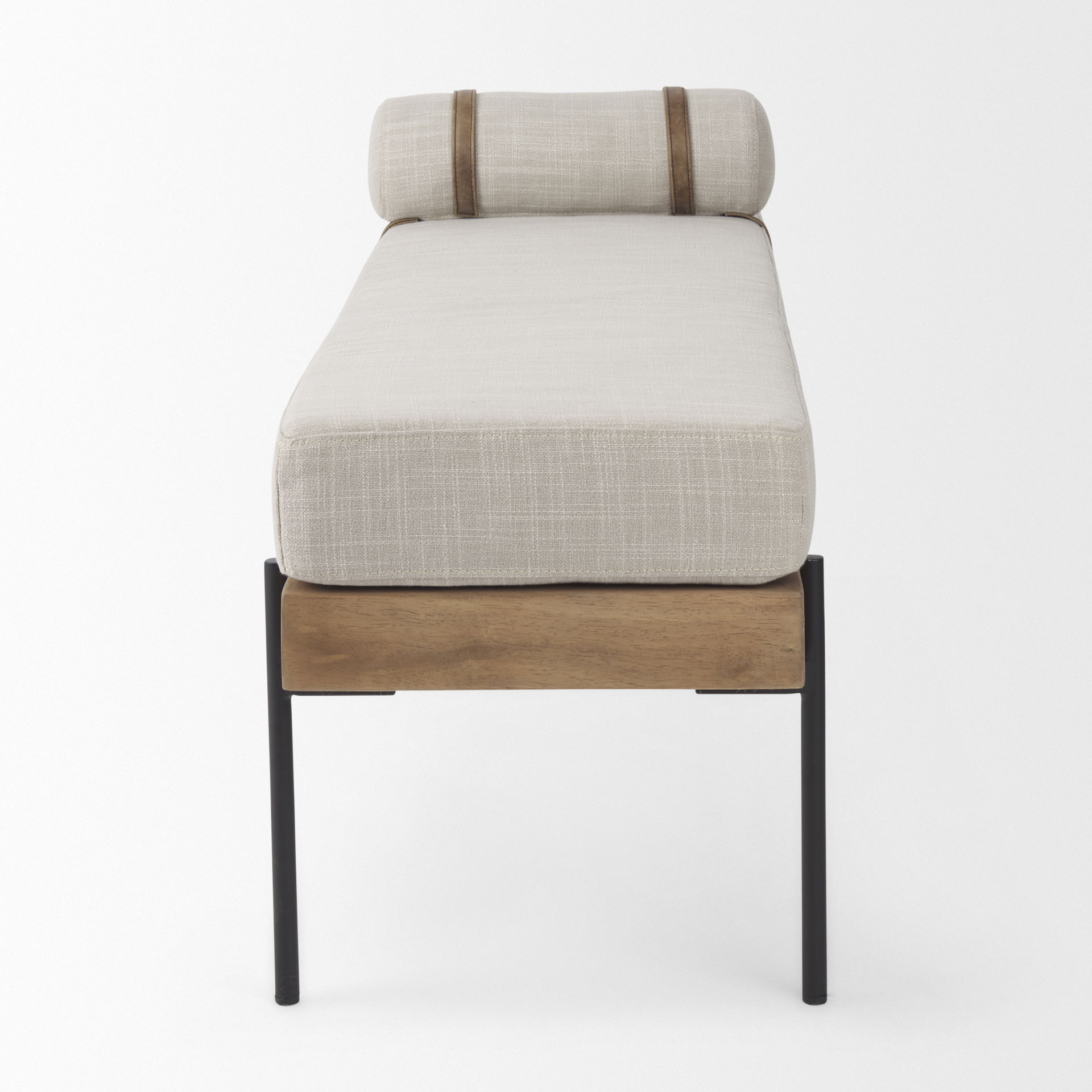 Colburne Cream Fabric with Brown Wood Bench large image 