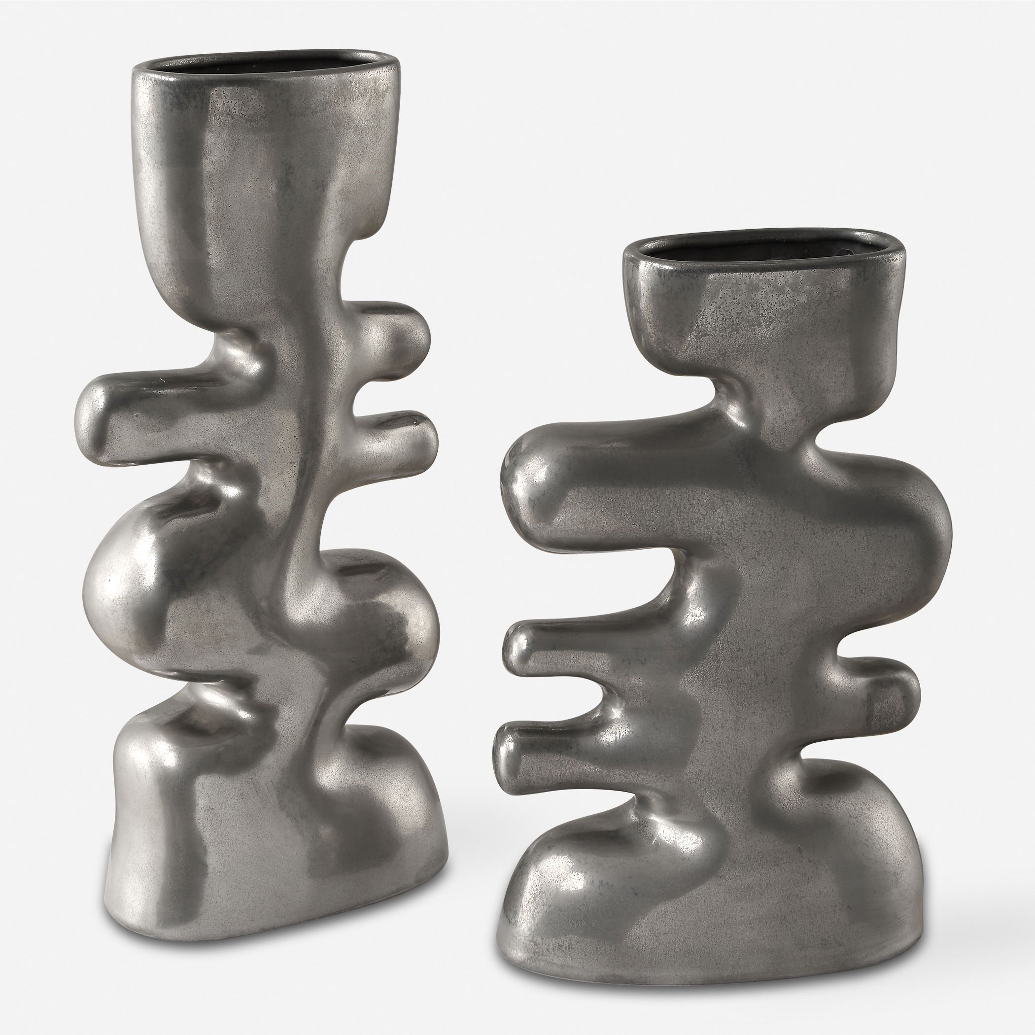 Free Flowing Nickel Vases Set/2 large image 