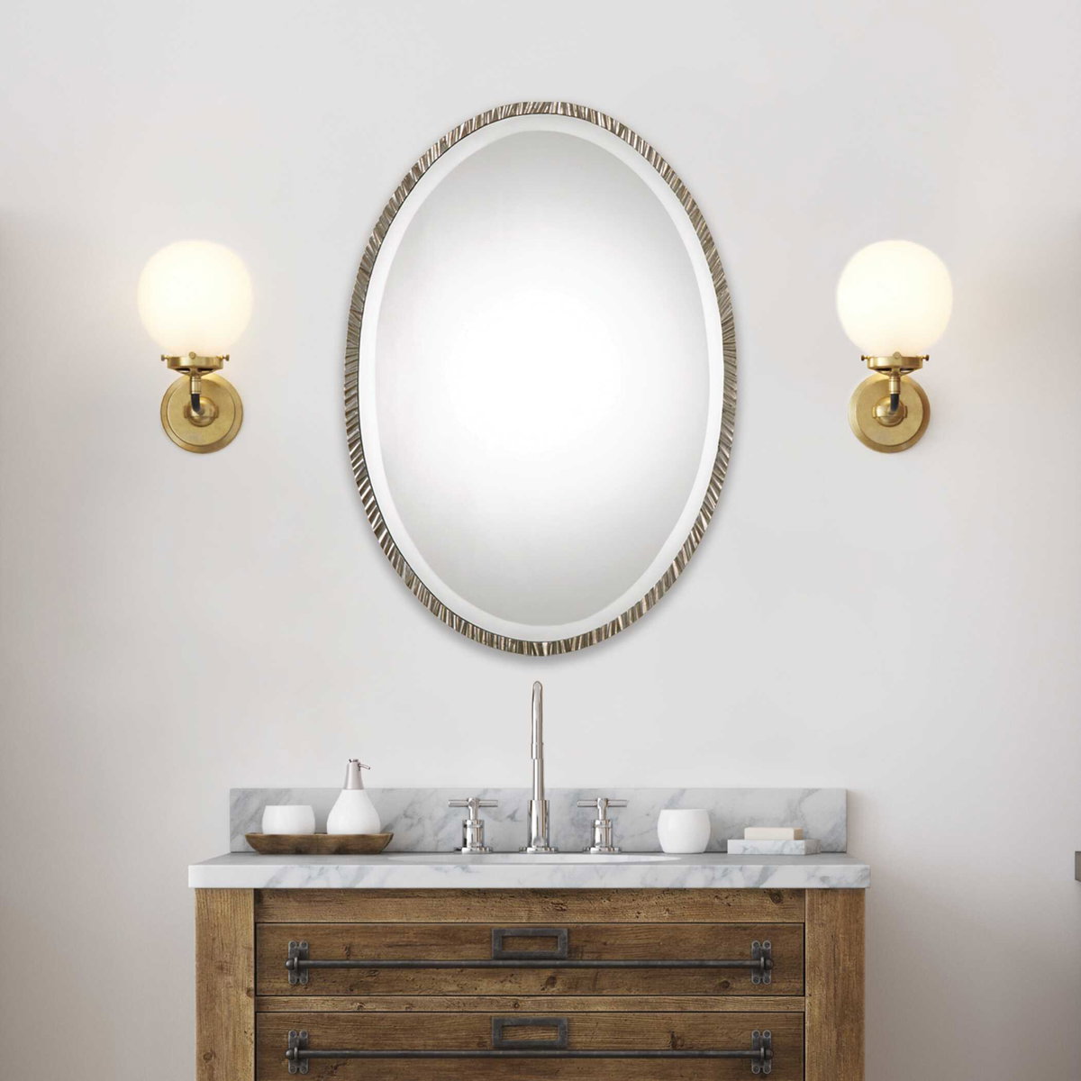 Annadel Oval Wall Mirror, by Uttermost, 20" width x 28" height x 1" depth View 5