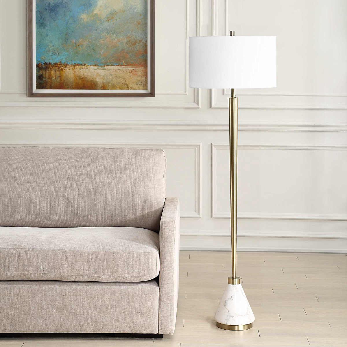Curran Tapered Metal Floor Lamp, by Uttermost, 1'7" width x 5'4" height x 1'7" depth View 4