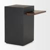Charles Matte Black Metal with Wood Shelf Square Accent Table, Side & End Table by Mercana, 20" length x 20" width x 24" height thumbnail 6