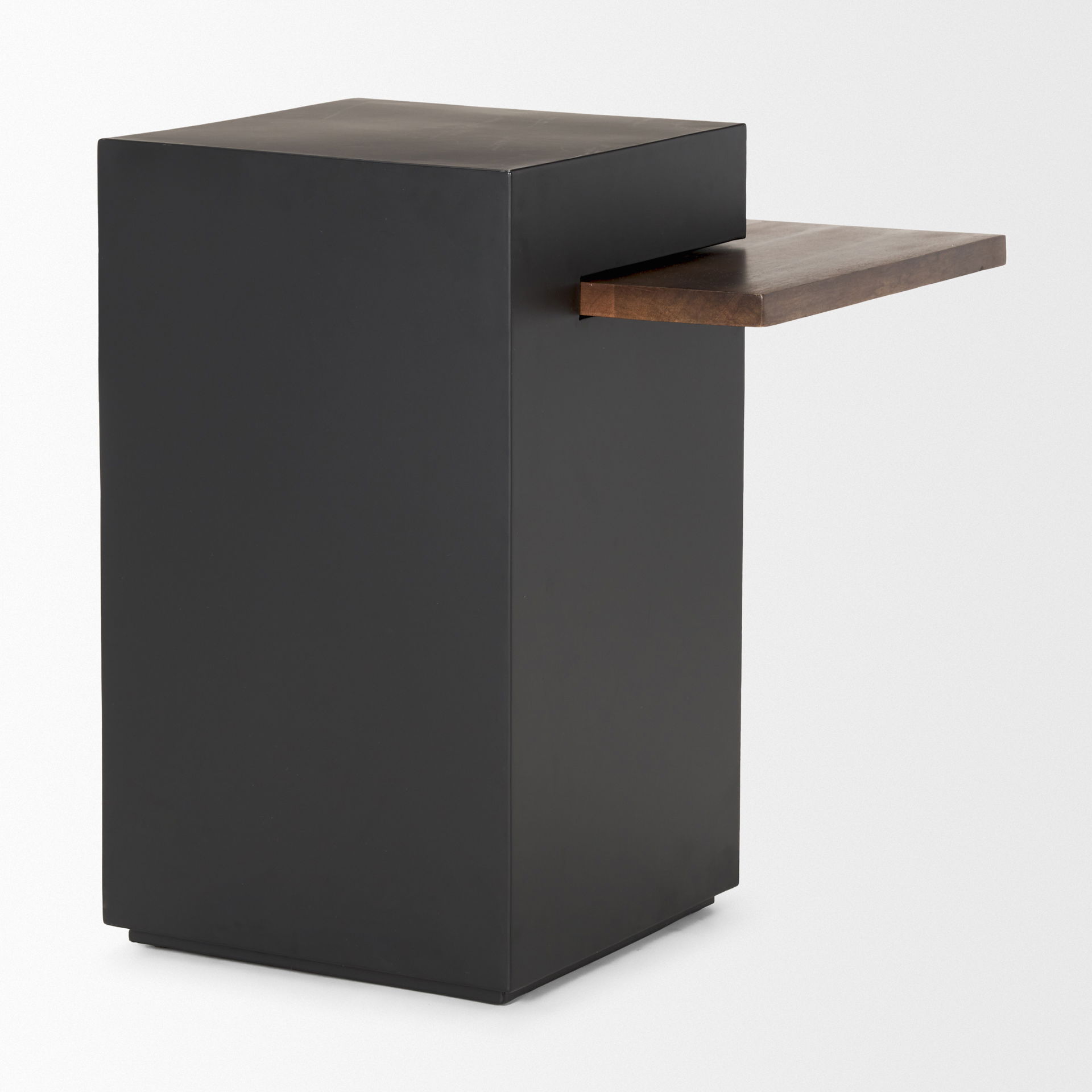 Charles Matte Black Metal with Wood Shelf Square Accent Table large image 