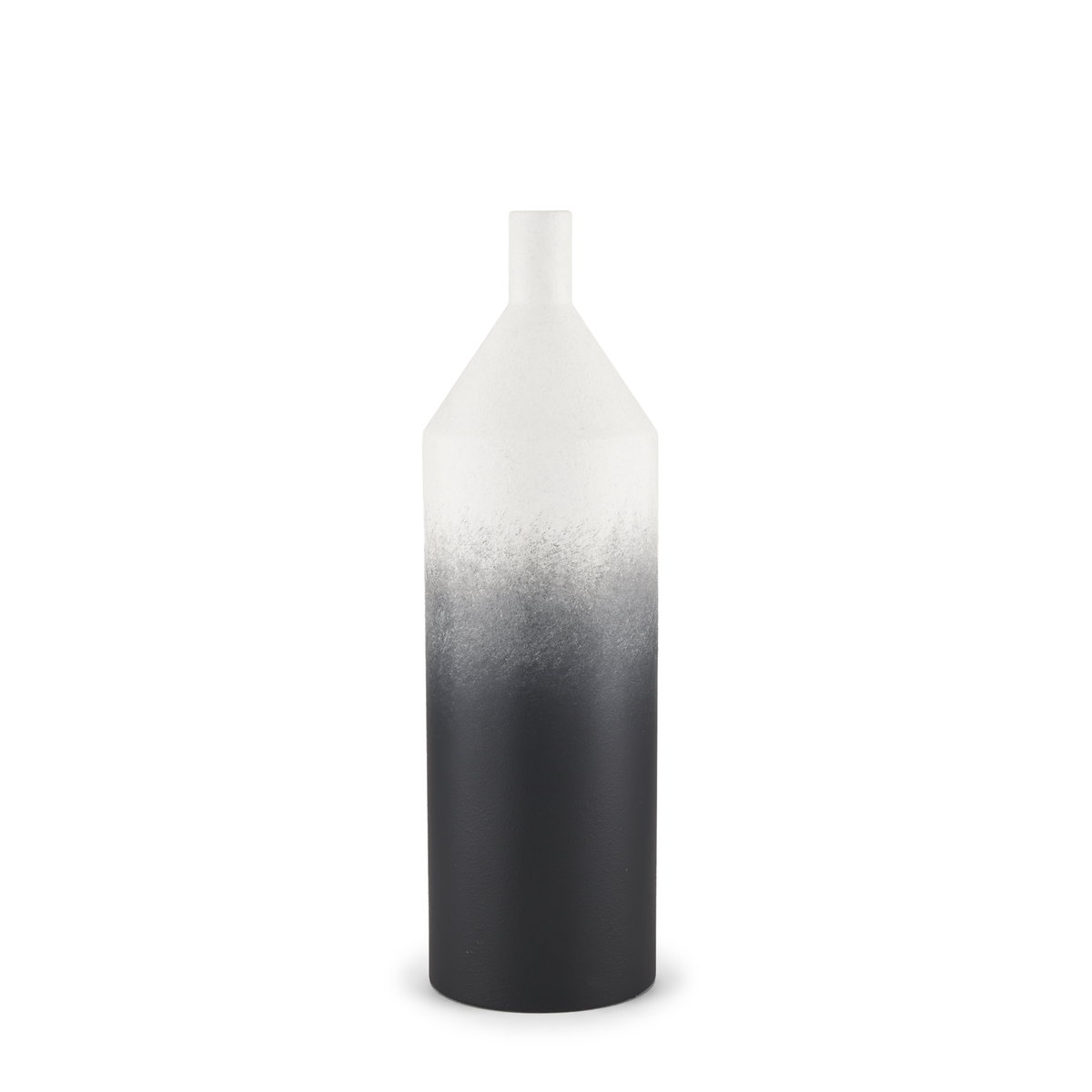 Townley Small White with Black Ombre Metal Vase, by Mercana, 19.69" length x 5.91" width x 5.91" height View 1