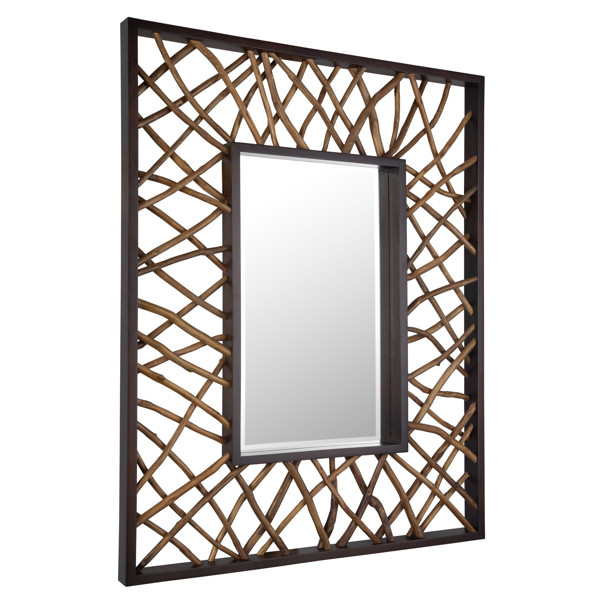 Teak Maze Rectangle Mirror large image 