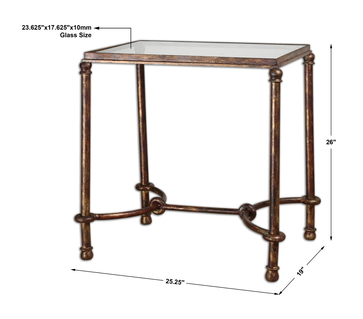Warring Iron End Table, Side & End Table by Uttermost, 25.25" width x 26" height x 19" depth View 3