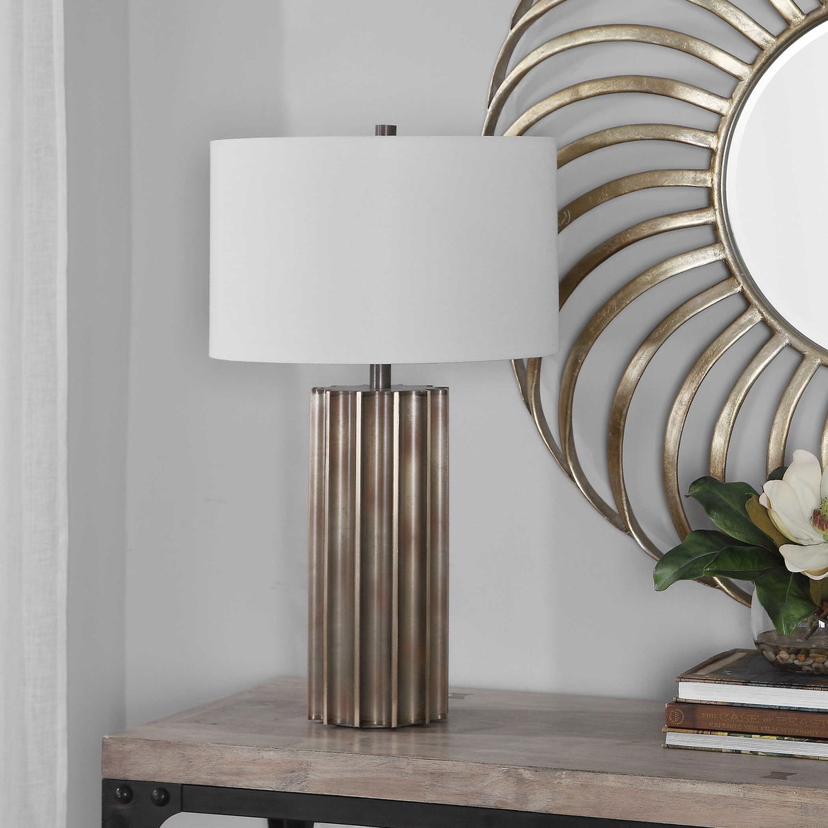 Khalio Gun Metal Table Lamp, by Uttermost, 16" width x 27.5" height x 16" depth View 5