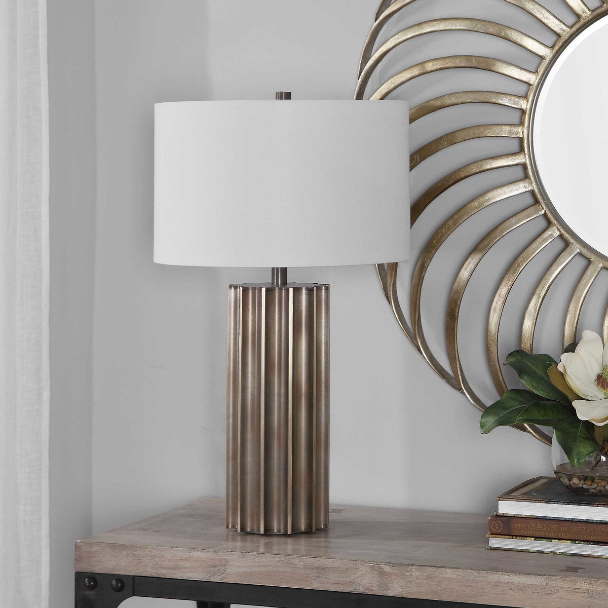 Khalio Gun Metal Table Lamp, by Uttermost, 16" width x 27.5" height x 16" depth View 5