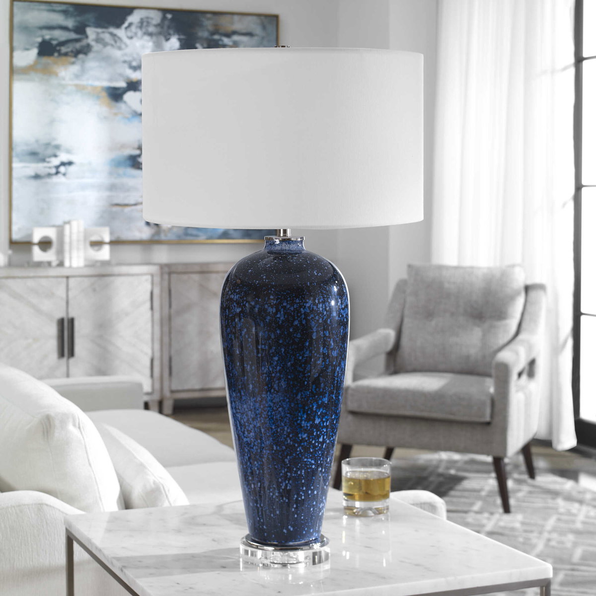 Stargazer Cobalt Navy Table Lamp, by Uttermost, 17" width x 31" height x 17" depth View 4