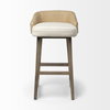 Monmouth Low Back 30in Seat Bar Stool | Cream Fabric with Brown Wood, Counter & Bar Stool by Mercana, 20.5" length x 21" width x 35.75" height thumbnail 3