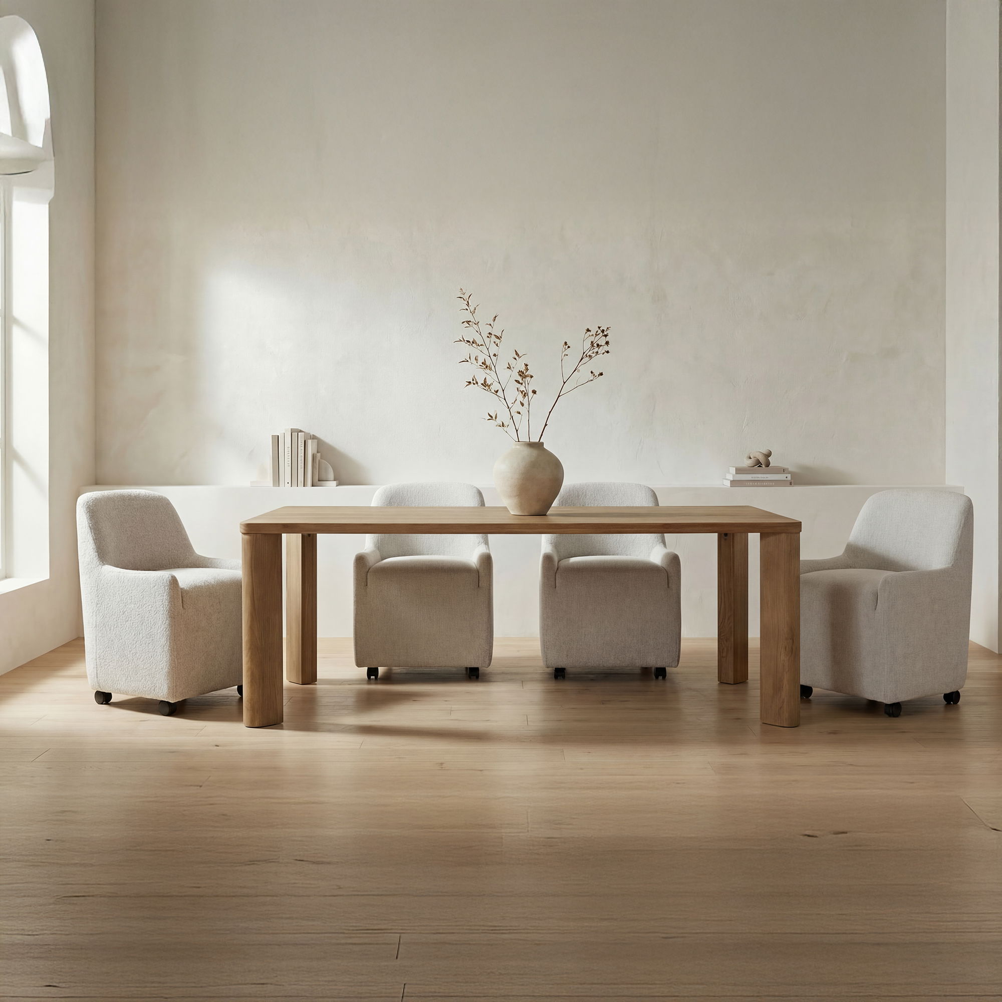 Segment Dining Table Wood Large Heritage Brown, by Moe's Home, 96" width x 30" height x 39" depth View 8