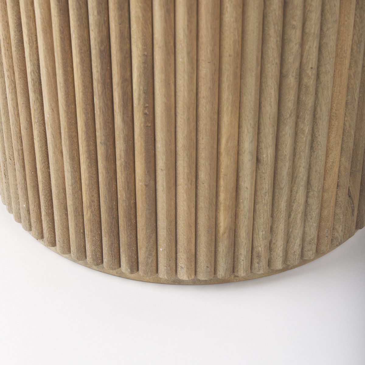 Terra 18L x 18W x 22H Light Brown Wood Fluted Round Side Table, Side & End Table by Mercana, 18" length x 18" width x 22" height View 11