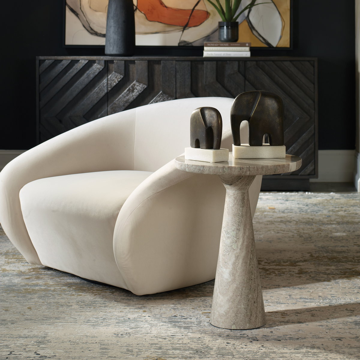 Stour Marble Accent Table, Side & End Table by Uttermost, 17" width x 22" height x 17" depth View 2