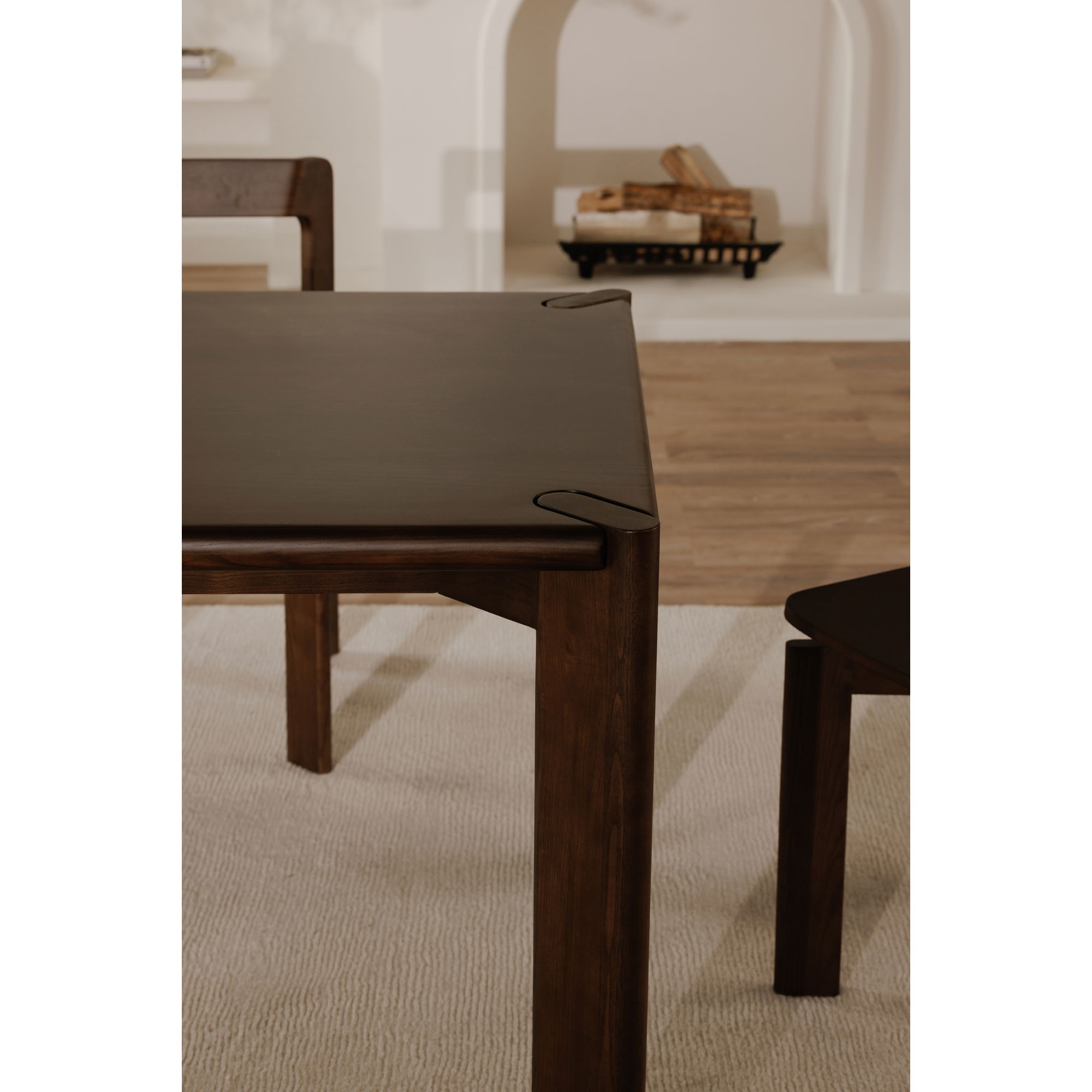 Daifuku Large Dining Table Walnut Stained Ash, by Moe's Home, 96" width x 29.5" height x 42" depth View 7