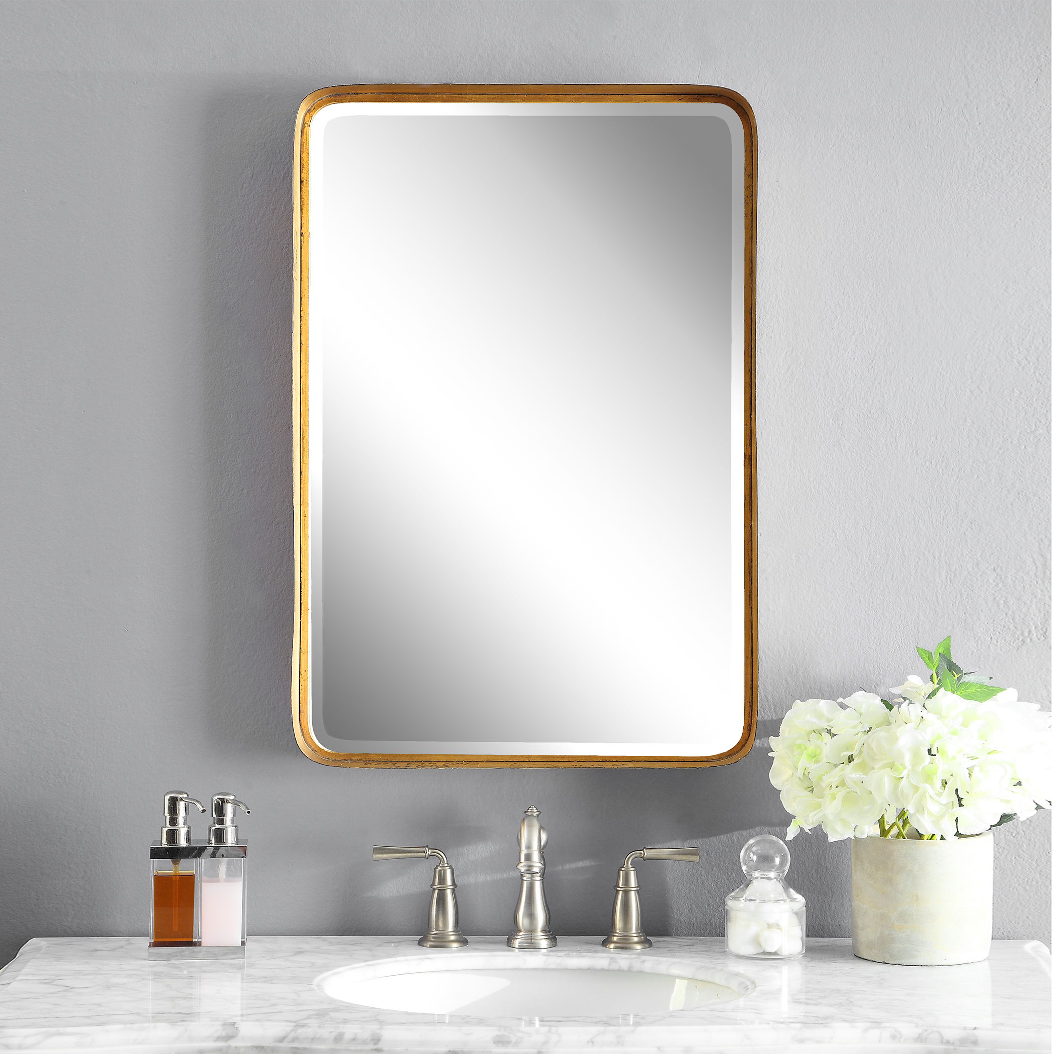 Crofton Antique Gold Mirror, by Uttermost, 20.12" width x 30.25" height x 3" depth View 2