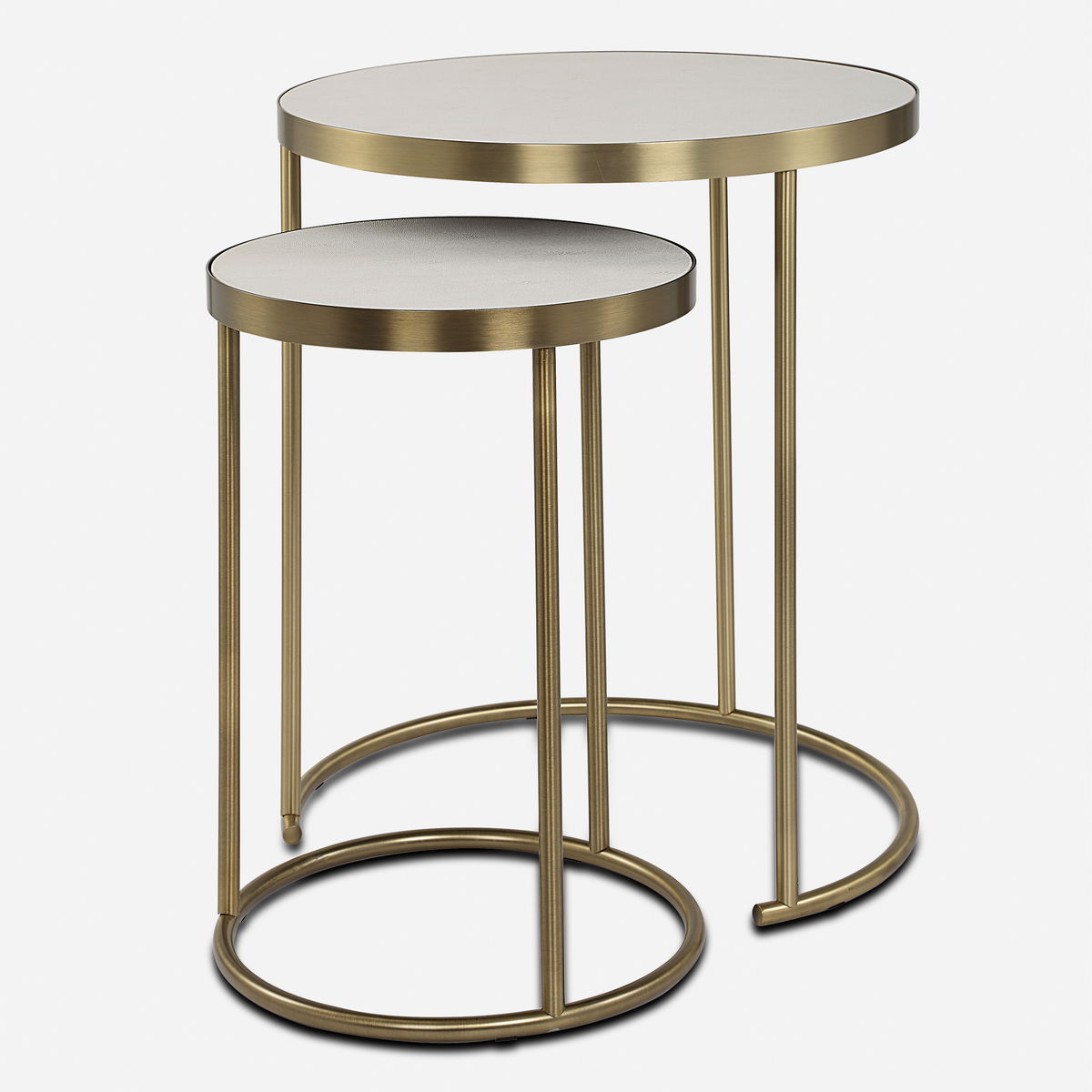 Aragon White Nesting Tables Set/2, Side & End Table by Uttermost, 19.5" width x 24" height x 19.5" depth View 1