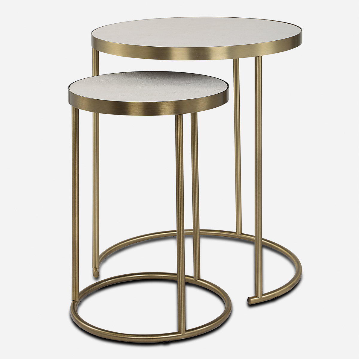 Aragon White Nesting Tables Set/2, Side & End Table by Uttermost, 19.5" width x 24" height x 19.5" depth View 1
