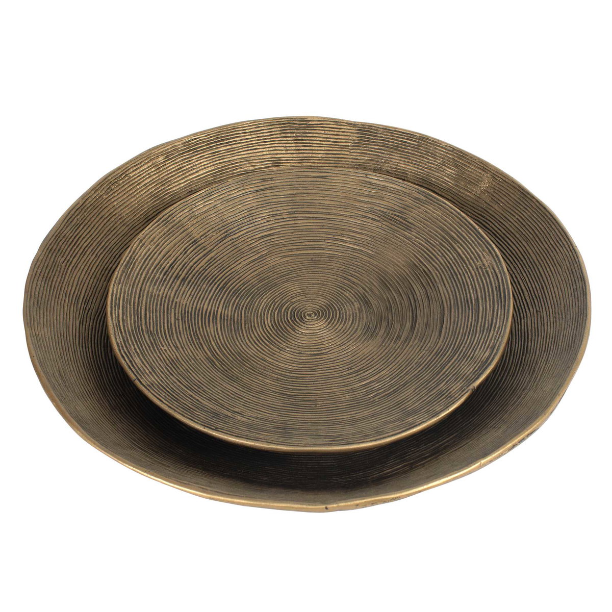 Stratum Round Brass Bowls Set/2, Decorative Tray by Uttermost, 17.5" width x 2.5" height x 17.5" depth View 4