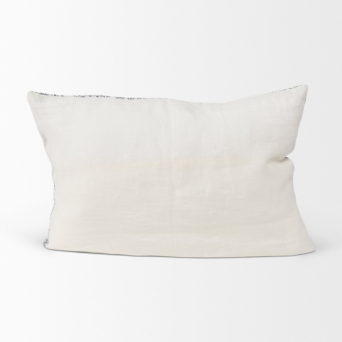 Jayne 14x26 Cream with Indigo Print Linen Lumbar Pillow Cover, Decorative Pillow by Mercana, 14" length x 26" width x 0.2" height View 5