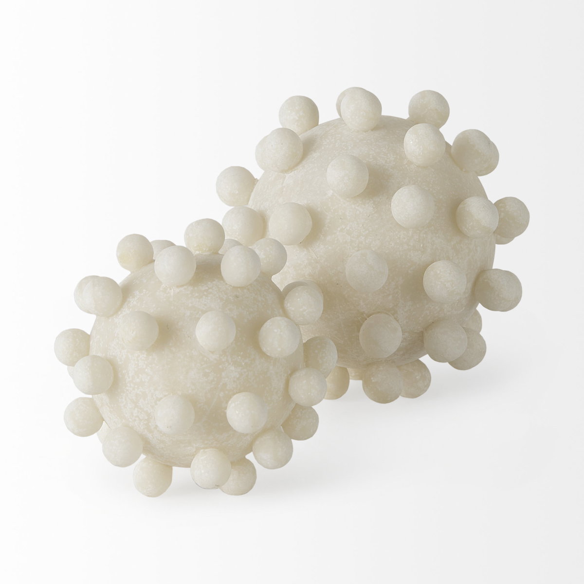Malo  Cream Resin Large Sphere Decorative Object, by Mercana, 5.91" length x 5.91" width x 5.91" height View 5