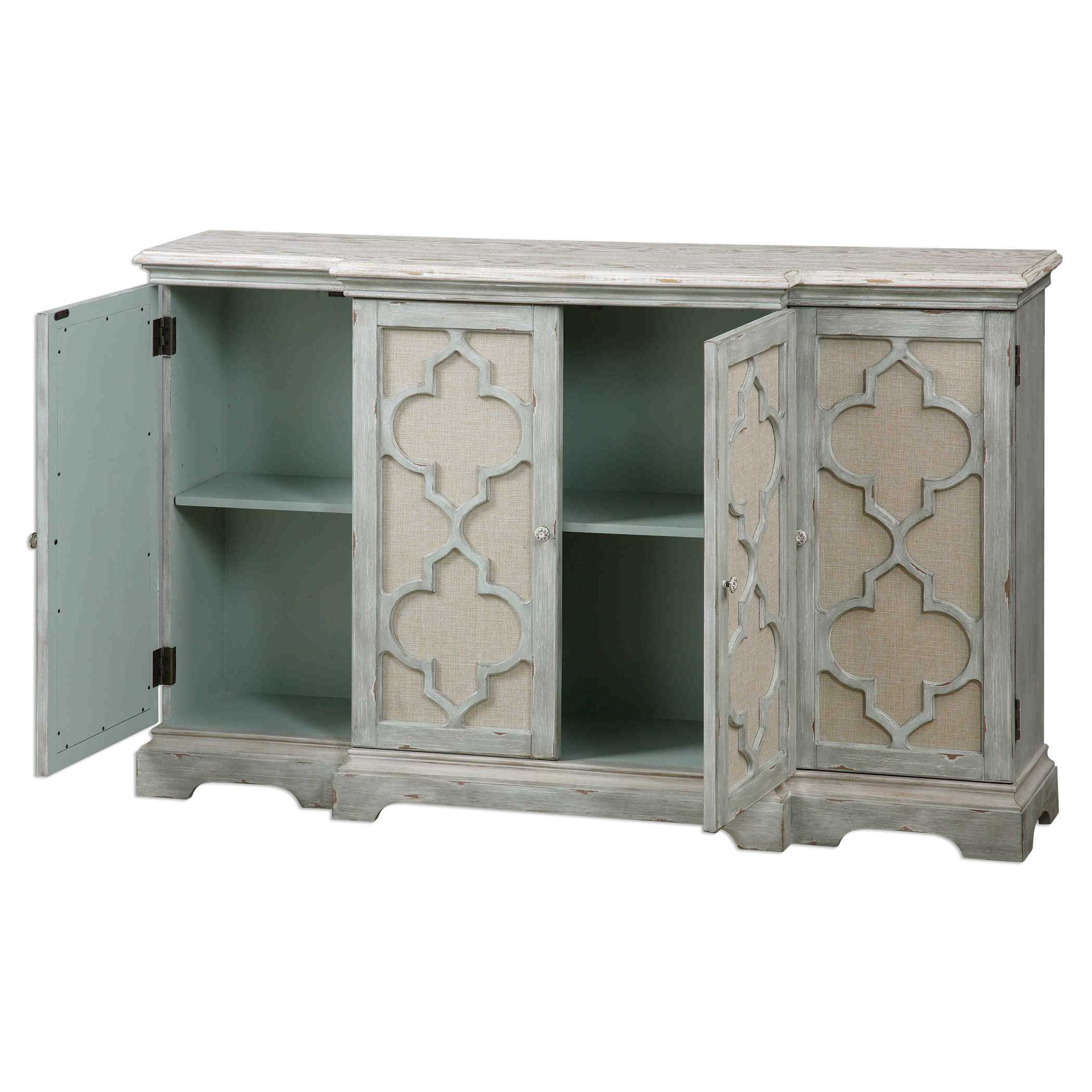 Sophie 4 Door Grey Cabinet, Furniture by Uttermost, 60" width x 36" height x 14" depth View 5