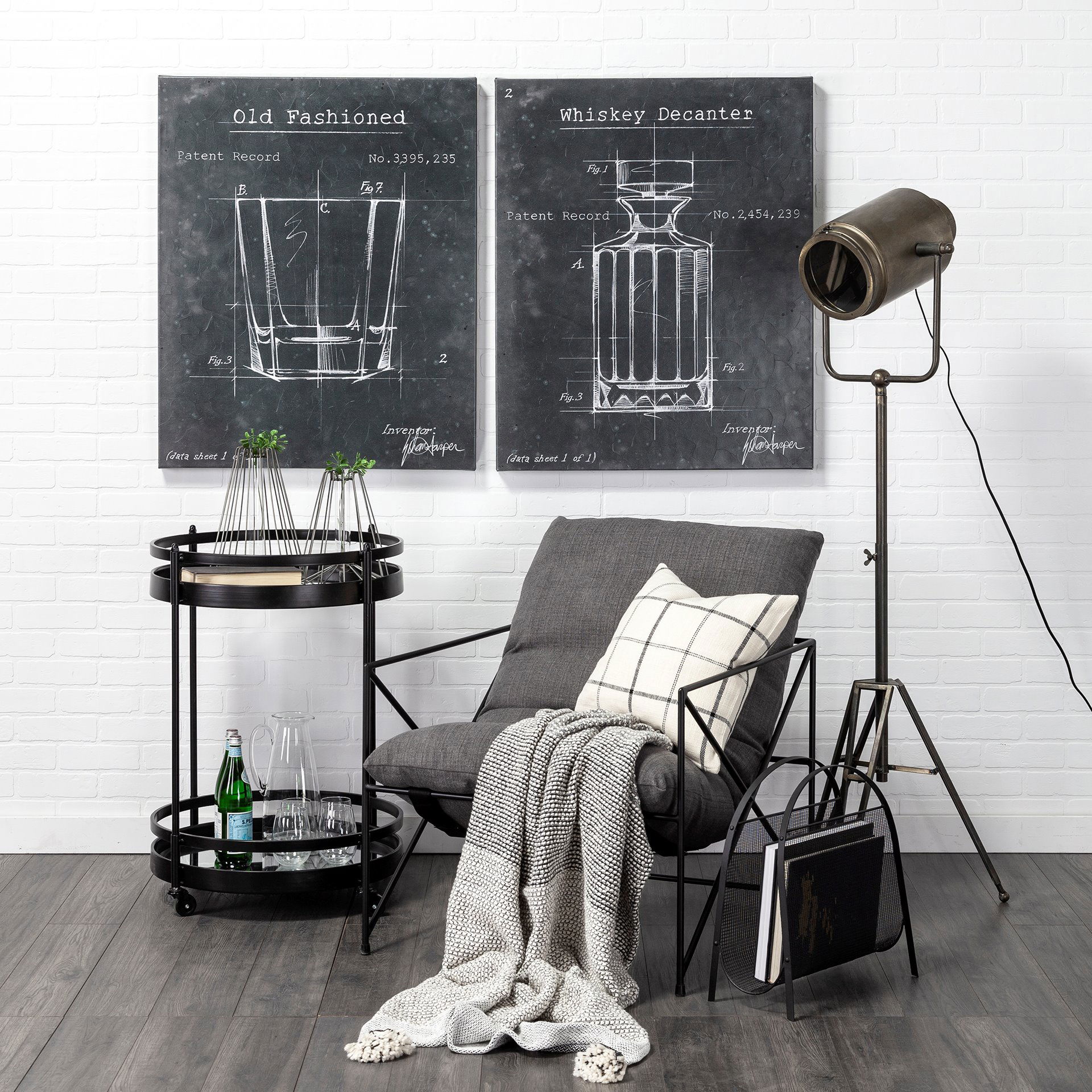 Debdou (61'H) Gold Metal Adjustable Cinema-Style Floor Lamp, by Mercana, 22" length x 22" width x 61" height View 3