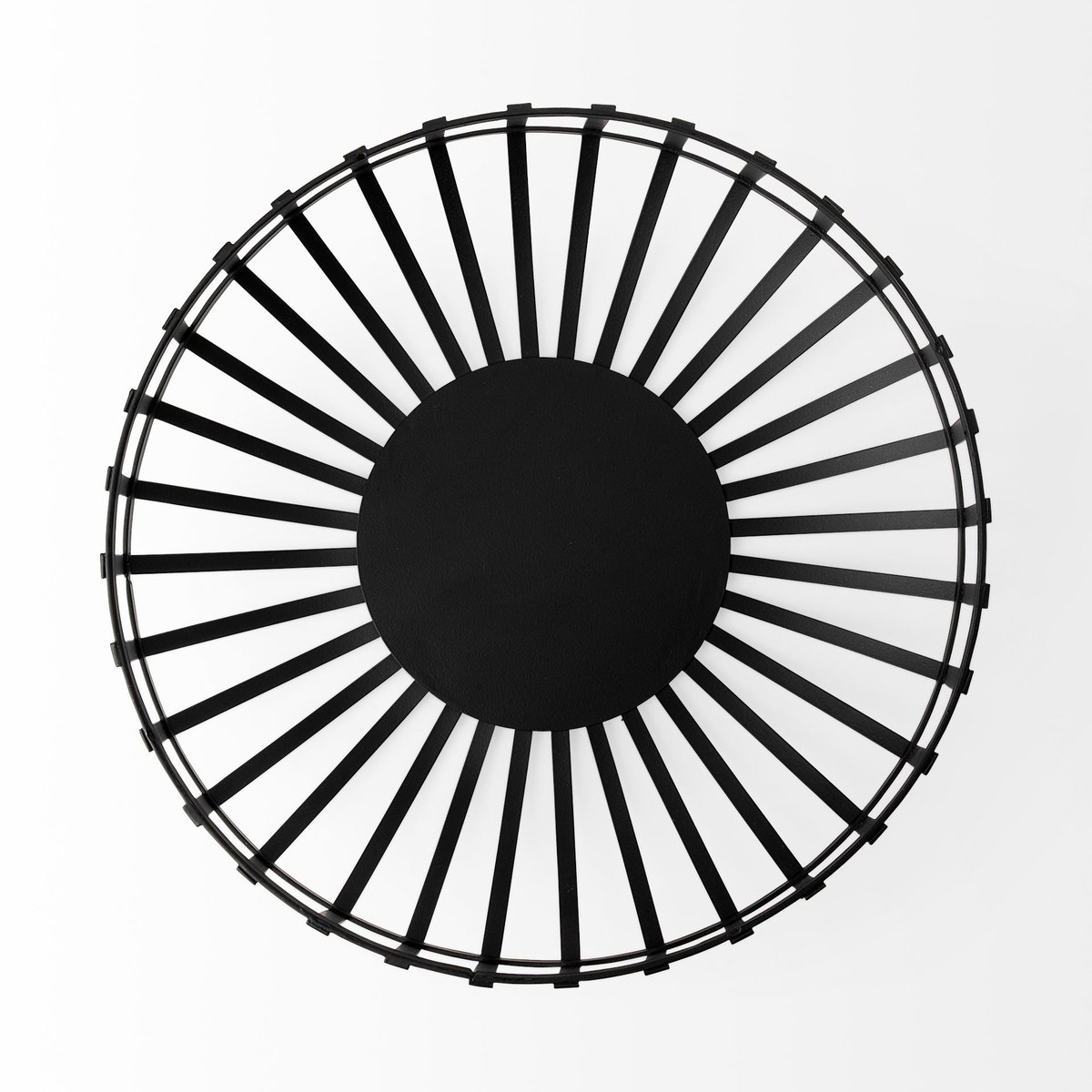 Emilio Set of 2 Black Metal Slated Bowls, Decorative Bowl by Mercana, 13.19" length x 13.19" width x 5.51" height View 7