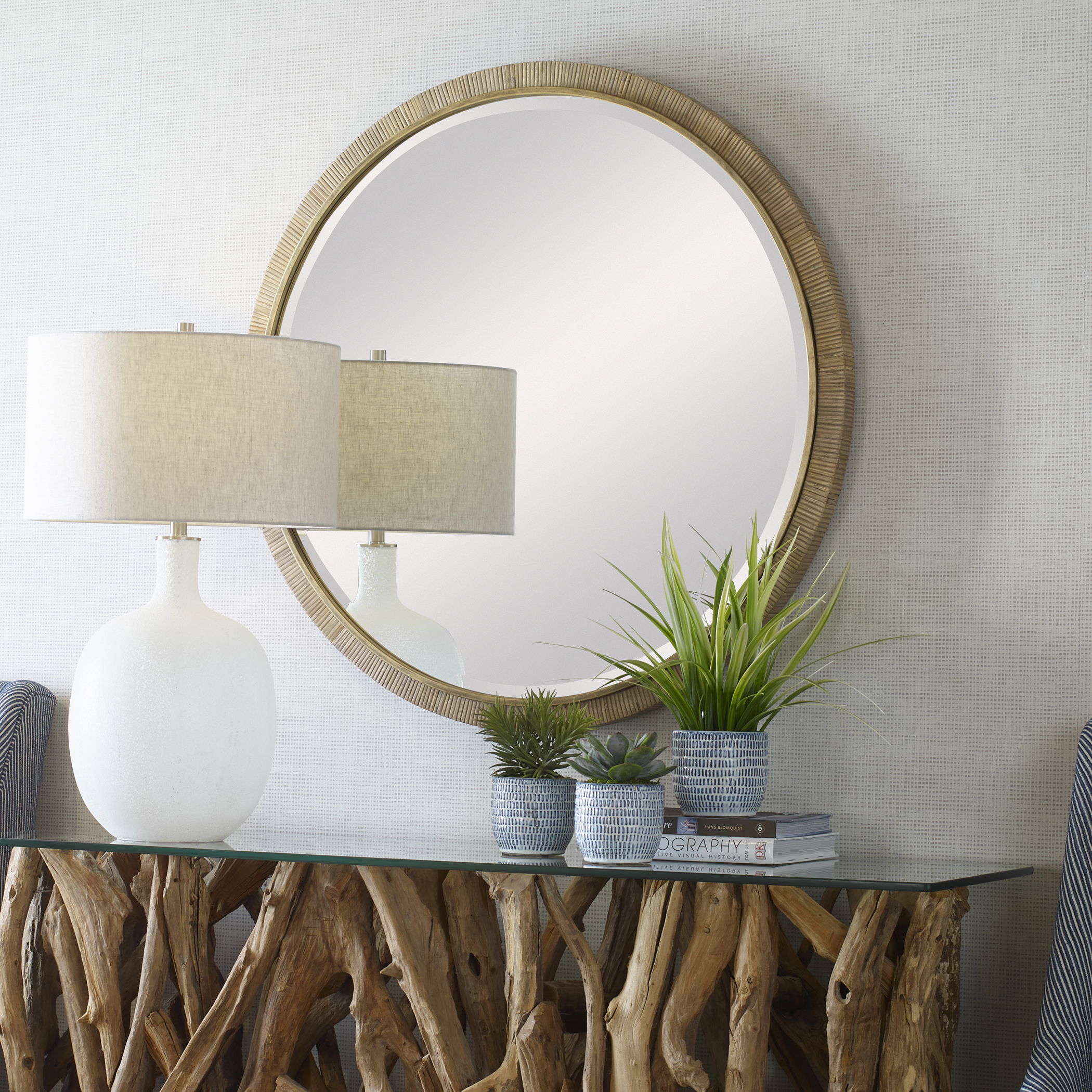 Paradise Round Rattan Mirror large image 