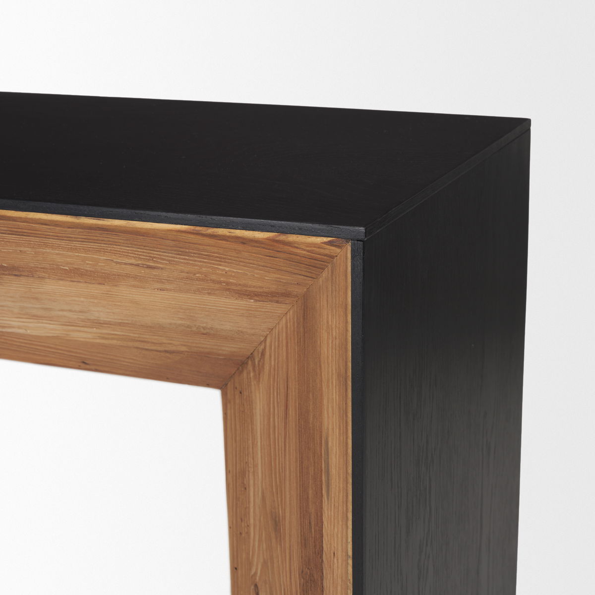 Tabor Natural Wood with Black Oak Waterfall Console Table, by Mercana, 47" length x 16" width x 31" height View 10